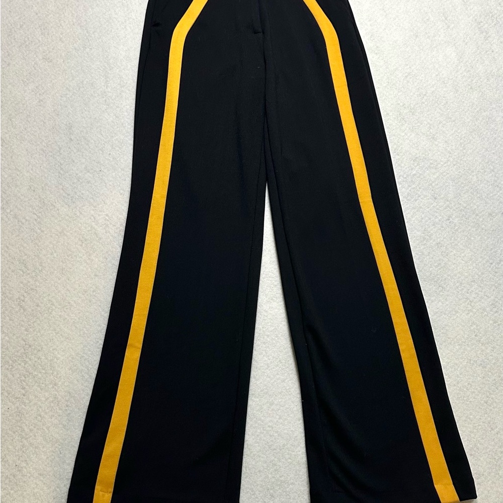 New York & Company Black Joggers with Yellow Stripes